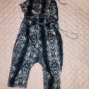 Snakeskin biker short romper!